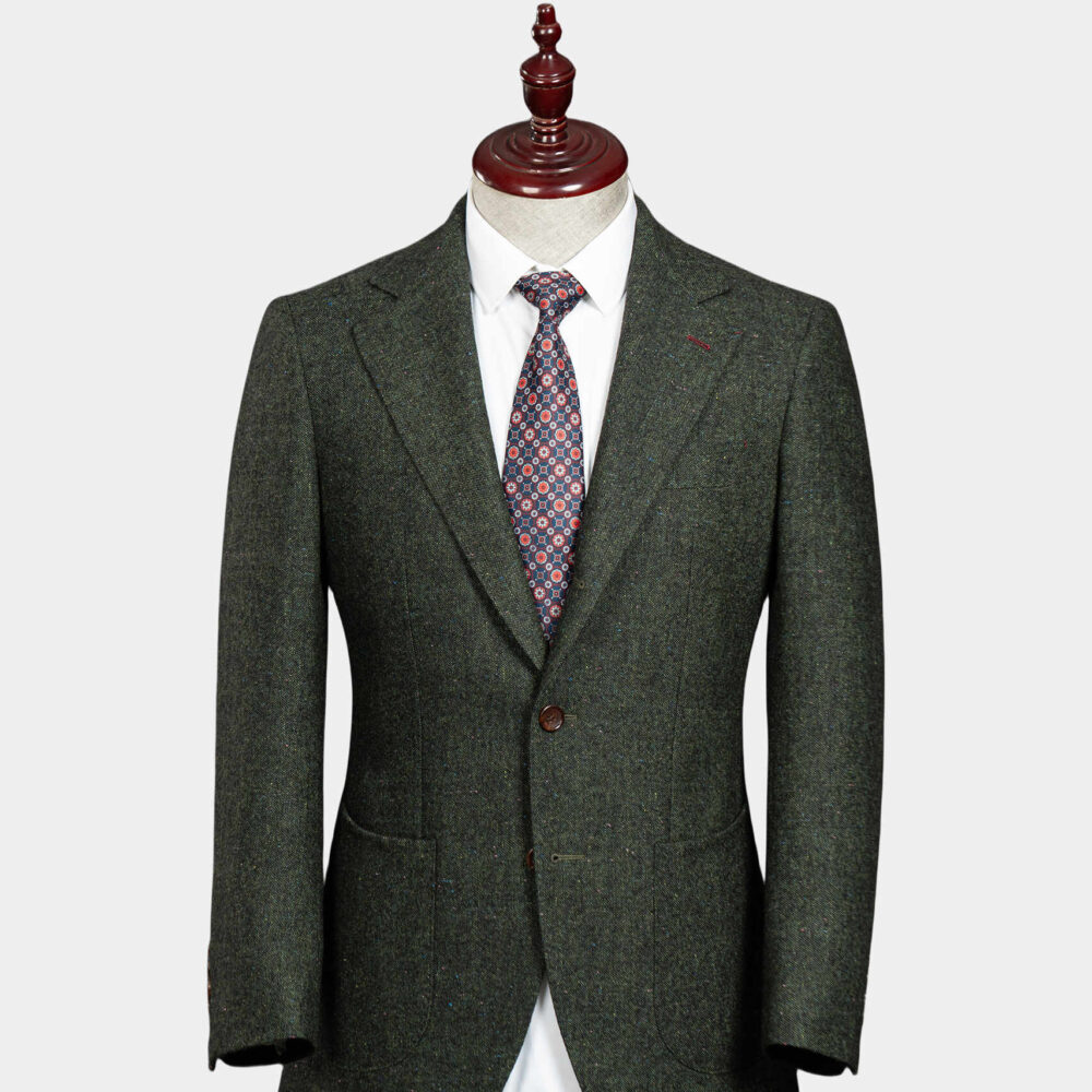 Premium Half-Canvas Moss Green Suit: Real Sleeve Buttonholes & Pen Pocket for a Refined British Style