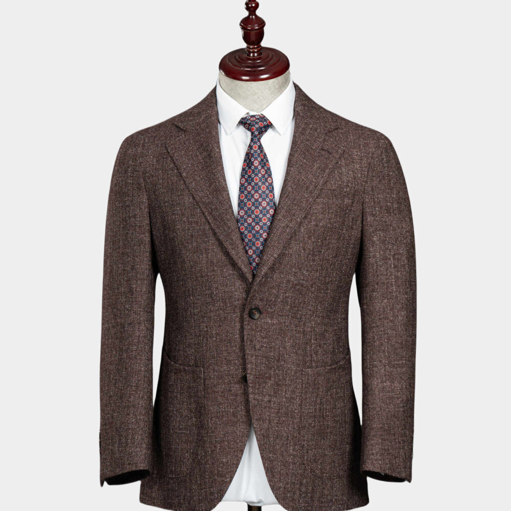 Premium Italian Wool Blazer by Loro Piana Elegant Brown with Half-Canvas Construction