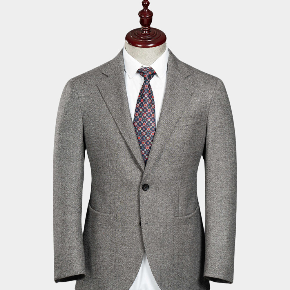 Autumn/Winter VBC Gray Suit Blazer: 320g Wool, Half-Canvas with Black Horn Buttons for Sophisticated Style