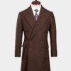 Brown Peak Lapel Polo Coat Italian Craftsmanship & Heavyweight 580g Wool