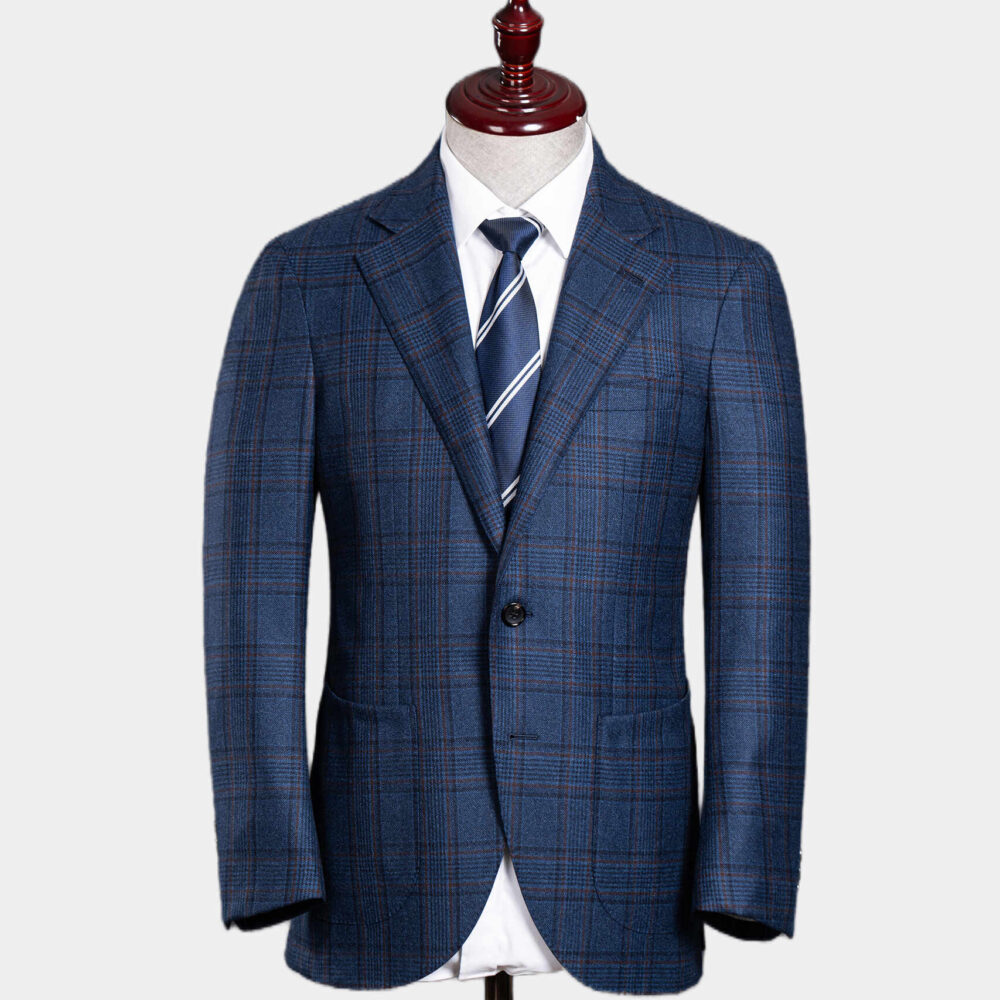 Loro Piana Blue Plaid Suit Exquisitely Italian Half-Canvas in 100% Wool