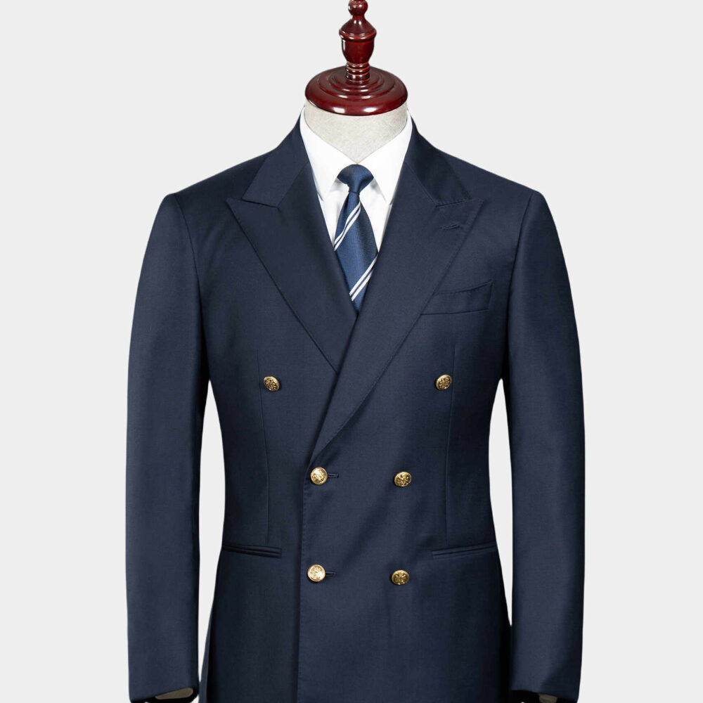 Classic VBC Navy Double-Breasted Jacket Natural Shoulders & Elegant Double Vents