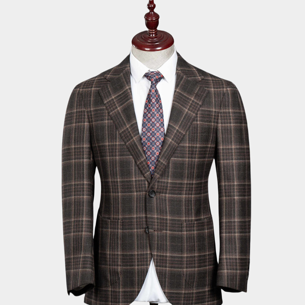 Scabal Dark Brown Plaid Jacket English Craftsmanship Meets Modern Half-Canvas Elegance