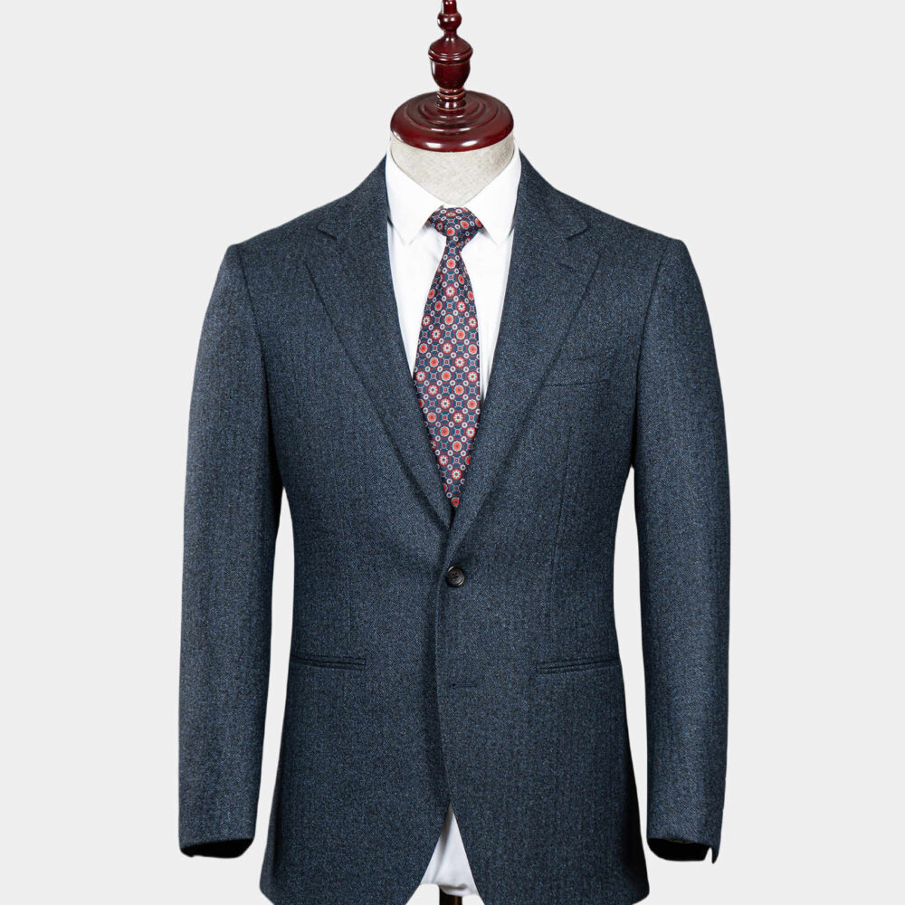 Sophisticated MOON Navy Wool Blazer 320g Wool & Half-Canvas Design with Horn Buttons