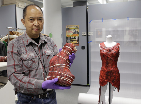 Lady Gaga's "Meat Dress" from that time was preserved through special treatment. (Photo/Associated Press/Dazhi Images)