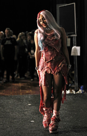 Lady Gaga stunned the world in 2010 when she walked the red carpet wearing a "Meat Dress." (Photo/Associated Press/Dazhi Images)